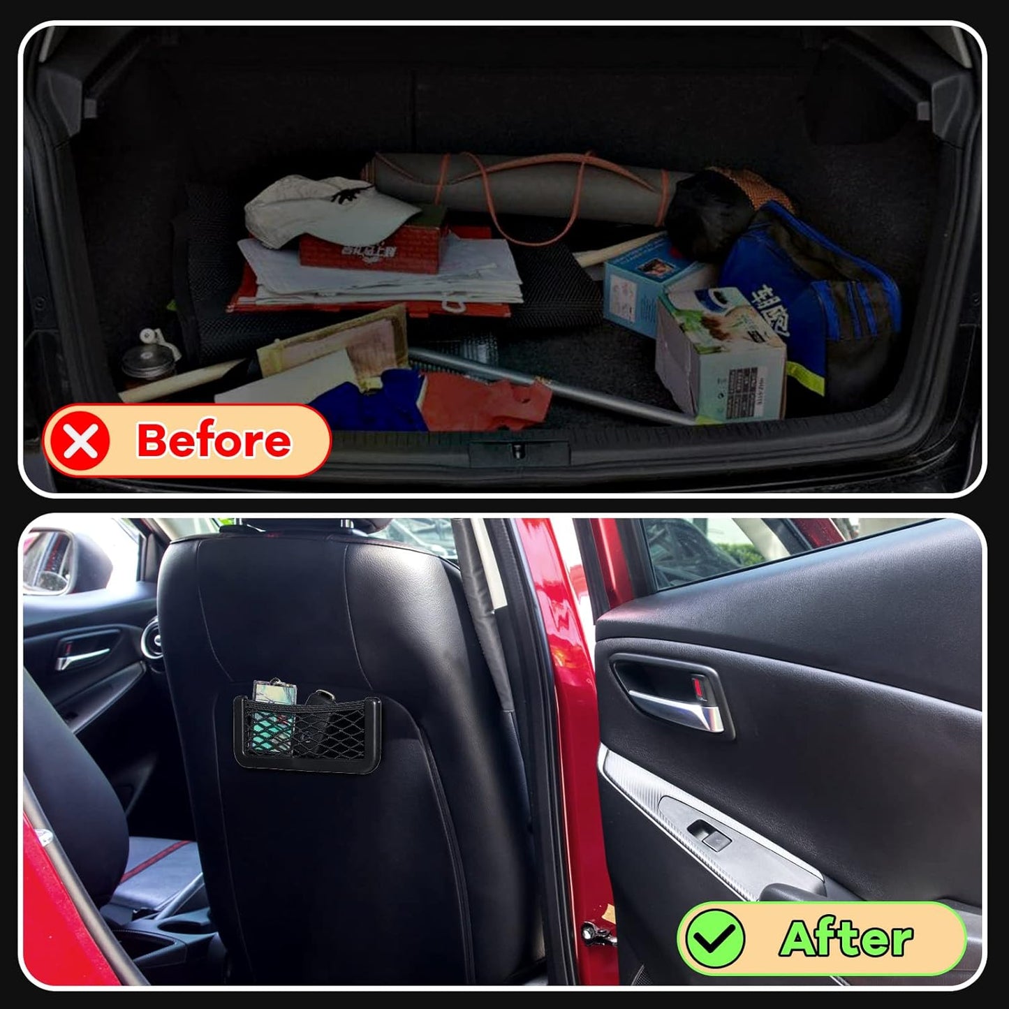 Adhesive Car Storage Net Bag