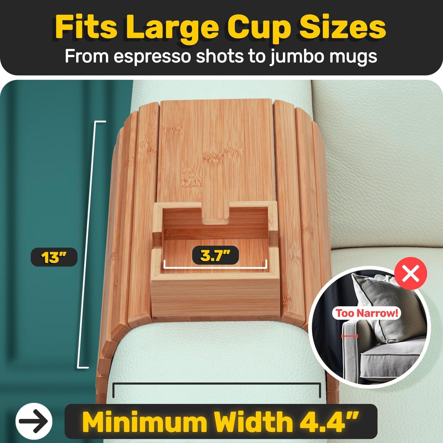 Wooden Sofa Cup Holder