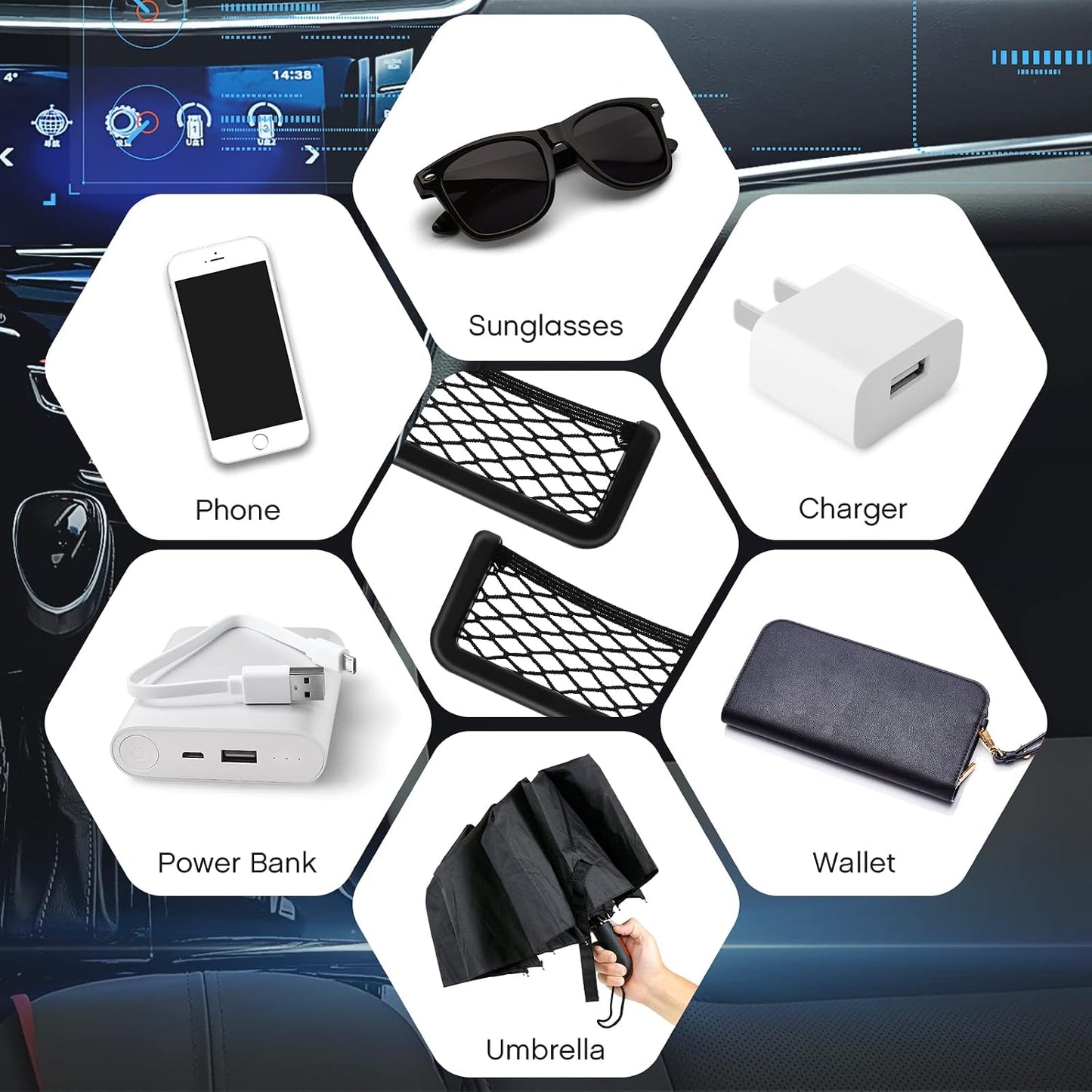 Adhesive Car Storage Net Bag